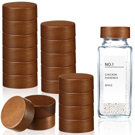 FillTouch 40 Pcs Wood Jar Lids Airtight Spice Jars Lids Fits 4 oz and 8 oz Square Spice Jars Reusable Can Wooden Lids Wooden Spice Lid Storage Jars Canning Lids for Nice Sealing Kitchen