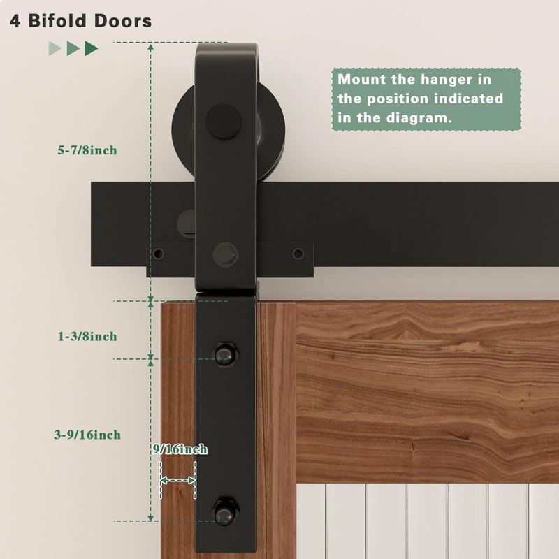 Enconker 48" Bi-Folding Sliding Barn Door Hardware Kit for 2