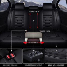 DISUTOGO Seat Covers Fit for Rogue 2010-2023 2024 2025 Seat Covers Full Set Car Seat Covers Faux Leather Breathable Waterproof Car Seat Protector (5 Seats, Black)