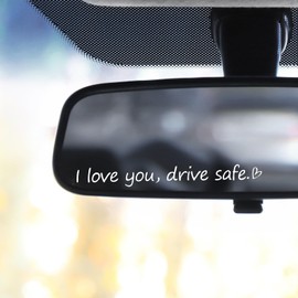HJZHII 3x "I love you, drive safe" Rear View Mirror Sticker, Car Window Decals Rearview Mirror Decal with Heart Affirmation Sticker Car Window Accessories Gift for Him Women Water Bottle Laptop