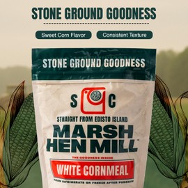 Marsh Hen Mill Stone Ground White Cornmeal | Heirloom Corn Flour | All Purpose Flour For Baking & Cooking | Versatile & Consistent Results | Grown on Family Farm | Organic Cornmeal | 24 Oz Pack