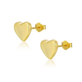 Lantine Sterling Silver 925 Heart Shaped Earrings - Adorable Stud Earrings for Girls and Women, Comes in a Refined Jewellery Gift Box, Available in White Gold, Gold and Rose Gold, 2017, No Gemstone