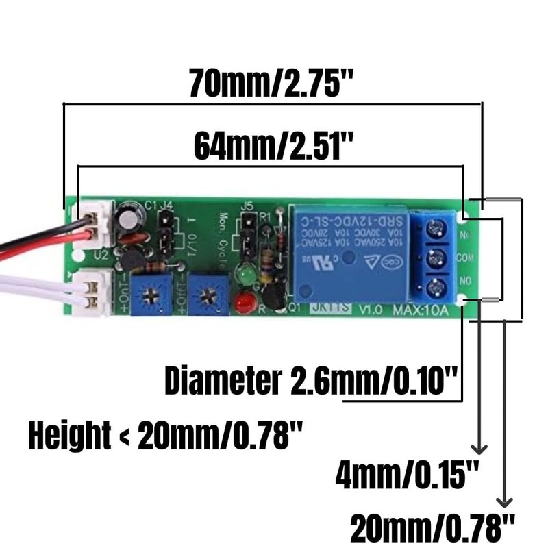 1pc DC 12V/24V Adjustable Cycle Times Switch Module Delay On/Off