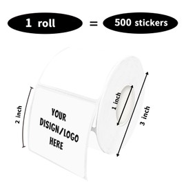 Yeachlaing 2"x2" White Square Thermal Label Stickers, Self-Adhesive Square Direct Thermal Labels,500 Sheets with Perforation Line in ROLL