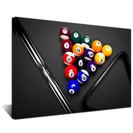 Biuteawal - Sport Canvas Wall Art Playing Pool Table Billiard Balls Picture Giclee Prints Snooker Painting for Home Game Room Club Bar Wall Decoration