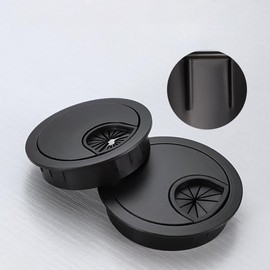 aoozleny Desk Grommet for Wire Organizer,PC Computer Desk Plastic Grommet Cord, Tidy Cable Hole Cover Organizers,2 Pack (53mm, Black)