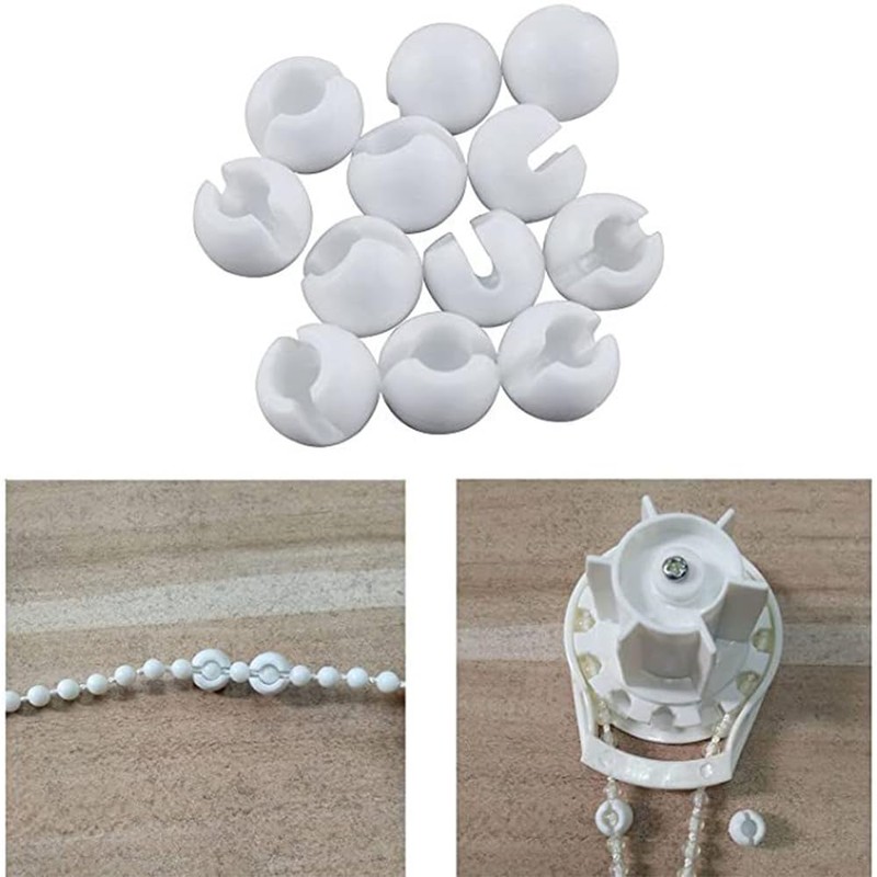 20PCS Bead Chain Crimp Stop for Roller Shades Clear Beaded