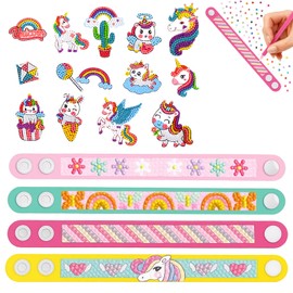 Diamond Painting Children from 4, 1 Set Pony and 4 Bracelets Craft Set, Creative DIY Gift for Girls 4-12 Years, Diamond Painting Craft Project