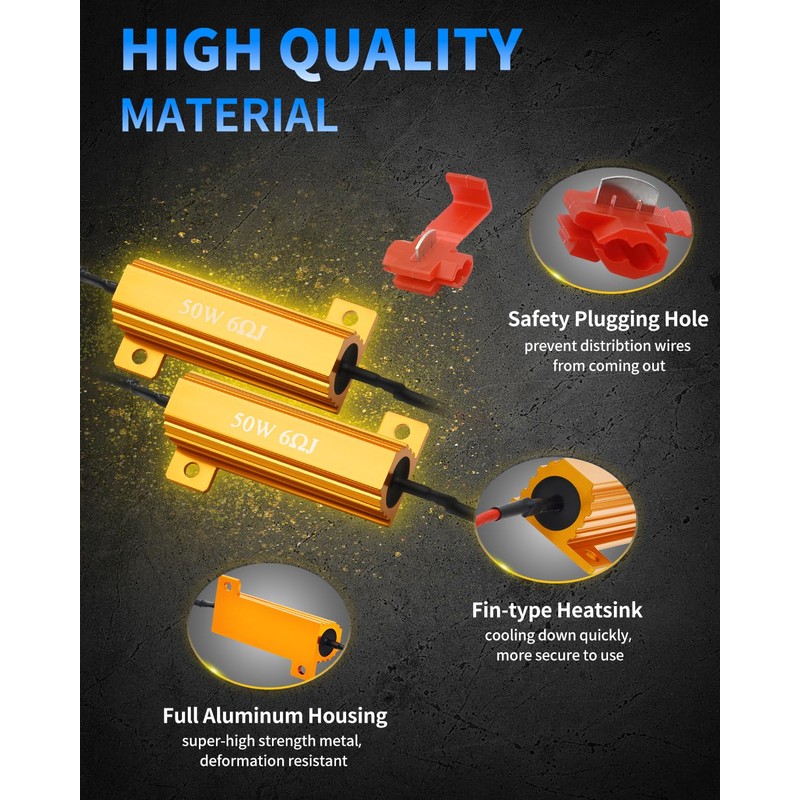 AUXLIGHT 4Pcs Quality 50W 6ohm Load Resistors - Fix LED
