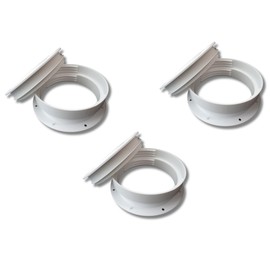 Mobile AC+ Dual Size Wall Mount Connector for Portable AC Vent, 6 and 6.5 Inches Hose Compatible, White, Cover Plug Included, Omni-Directional (Pack of 3)