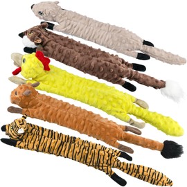 SHARLOVY Dog Squeaky Toys 5 Pack, Bubble Plush Puppy Teething Pet Toys, Crinkle No Stuffing Animals Dog Toy, Doggies Chew for Large Small Medium Breed