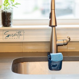 Servette Home Sponge Holder for Kitchen Sink, Rust Red PVC Hanging Sponge Caddy