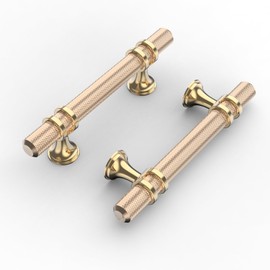 Coinkoly 10 Pack 3"(76mm) Gold Cabinet Pulls Knurled Kitchen Cabinet Handles Drawer Pulls Brushed Brass Cupboard Hardware for Cabinets