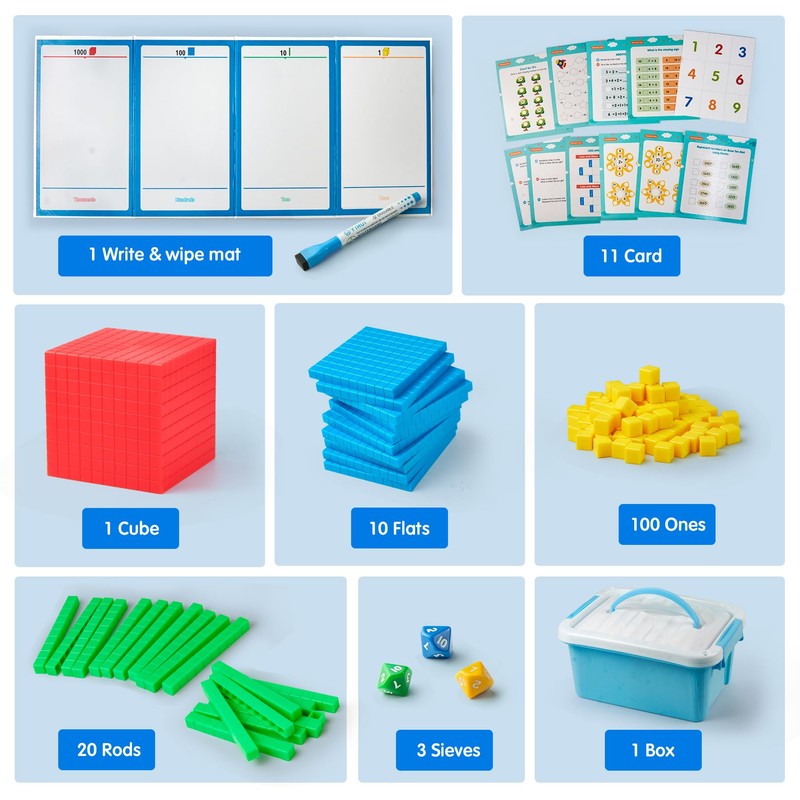 stochastic box Base Ten Blocks Plastic 147 pcs Place Value