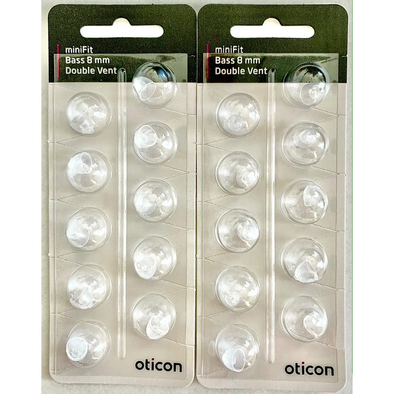 Oticon 2 Pack Oticon miniFit 8mm Bass Double Vent Domes