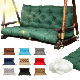 Replacement Swing Cushions for Outdoor Furniture: 2-3 Seater Waterproof Porch Bench Cushions with Ties and Backrest - 4" Thick Patio Swing Chair Cushion for Garden Backyard