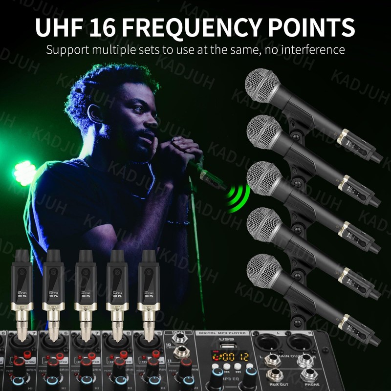 Kadjuh Wireless XLR Transmitter and Receiver& Wireless Guitar Transmitter Receiver,Rechargeable