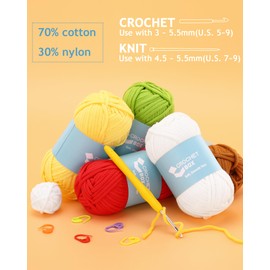 CROCHET BOX Yarn for Crocheting & Knitting - 3 PCS Cotton Nylon Blend Yarn, Dark Blue, 50g, 55Yards, Easy to See Stitches, Won't Split Yarn, Beginner Friendly