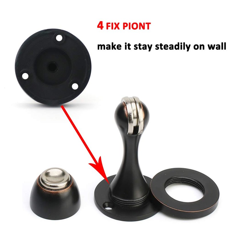 Solid Mental Magnetic Door Stop, Wall Mounted, Oil Rubbed Bronze,