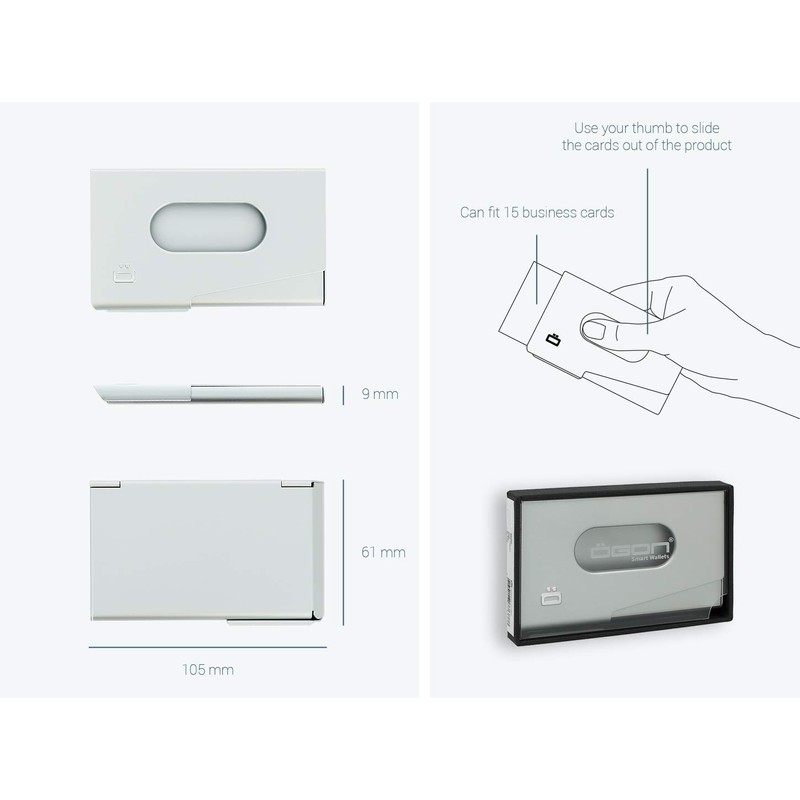 Ögon OT-Black Business Card Hold One Touch Anodized Aluminium Black
