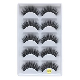 Wispy Lashes False Eyelashes Natural Look Short Fluffy Faux Mink Eyelashes Wispies Ripple Strip Lashes Pack, 5 Pairs (F810-11-15mm)