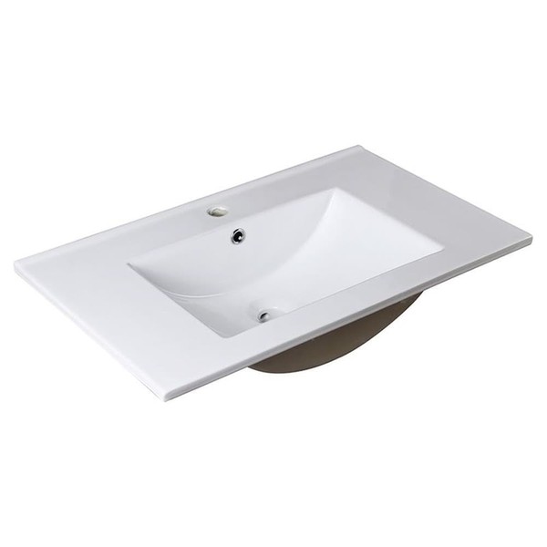 Pemberly Row Modern 30" White Integrated Sink with Countertop