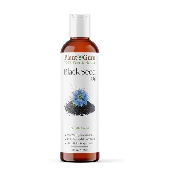 Black Cumin Seed Oil 4 fl. oz. Unrefined Cold Pressed 100% Pure Natural Nigella Sativa Kalonji Oil For Skin Care, Hair Growth, Scalp And Massage.