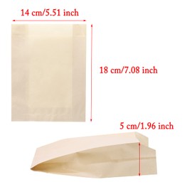 ONLYKXY Kraft Paper Snack Bags Gift Wrap Bags for Bread Pastry Biscuit Bakery Cookies Candy Snacks French Fries Small Lunch Paper Bag Sandwich Pointed Bottom Bags（Translucent Kraft Paper） (50)