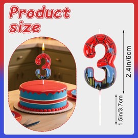 Spider Geburtstagskerzen Zahlen 3, Spider Geburtstagsdeko 3 Jahre, Spider Geburtstag Kerzen, Kuchen Dekoration, Geburtstag Party, 3D Themenkerzen, Jungen Tortendeko, Jubiläum, Babyparty