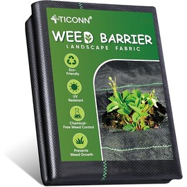 TICONN 3Ft x 50Ft Weed Barrier Fabric Heavy Duty, 3.2Oz Landscape Fabric for Garden, Yard, Driveway, and Vegetable Cultivation (1PK)