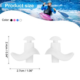 PATIKIL Ear Plugs for Swimming,4 Pairs Waterproof Soft Silicone Curved Swim Earplugs for Adults,Bathing, Surfing,Swimming, Black, Blue, Pink, White