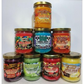 Smoke Odor Exterminator 13oz Candles Orange Lemon Splash Assortment (8) Includes CherryBomb, CoolCucumber & Honeydew, Tropical Fiesta, PineappleCoconut, AppleOrchard, Sugarskull & PumpkinSpice