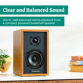 Electrohome Berkeley 2.0 Stereo Powered Bookshelf Speakers with Built-in Amplifier and 3" Drivers for Turntable, TV, PC and Wireless Music Streaming Featuring Bluetooth 5, RCA and Aux (EB20)