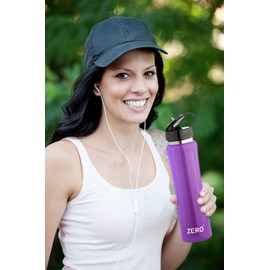 Botella de agua de acero inoxidable de cero grados con popote y tapa a prueba de fugas, botella deportiva de doble pared aislada al aspiradora, mantiene las bebidas frías durante 24 horas, 18 onzas (rosa)