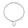 Sterling Silver 925 Beaded Stretch Horseshoe Charm Bracelet