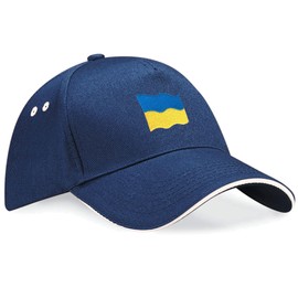 Purple Print House Ukraine Badge Baseball Cap Embroidered Ukrainian European Unisex Football Men Women Hat, One Size, Navy/White