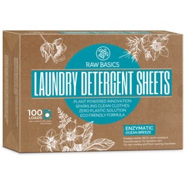 Laundry Detergent Sheets - Ocean Breeze Scent - Zero Waste, Plastic Free Natural Soap - Travel Size Essentials for Washing Clothes, 100 Loads
