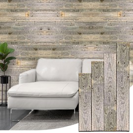 BARNWOODUSA Real Reclaimed Wood Planks - Easy Nail-Up Shiplap Panels for Rustic Wood Wall Paneling (Natural Weathered Gray, 8 Square Feet)