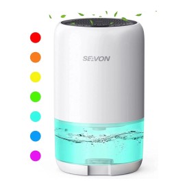 Seavon 35 oz dehumidifier covering 2600 cubic feet with 7 color led, quiet and portable