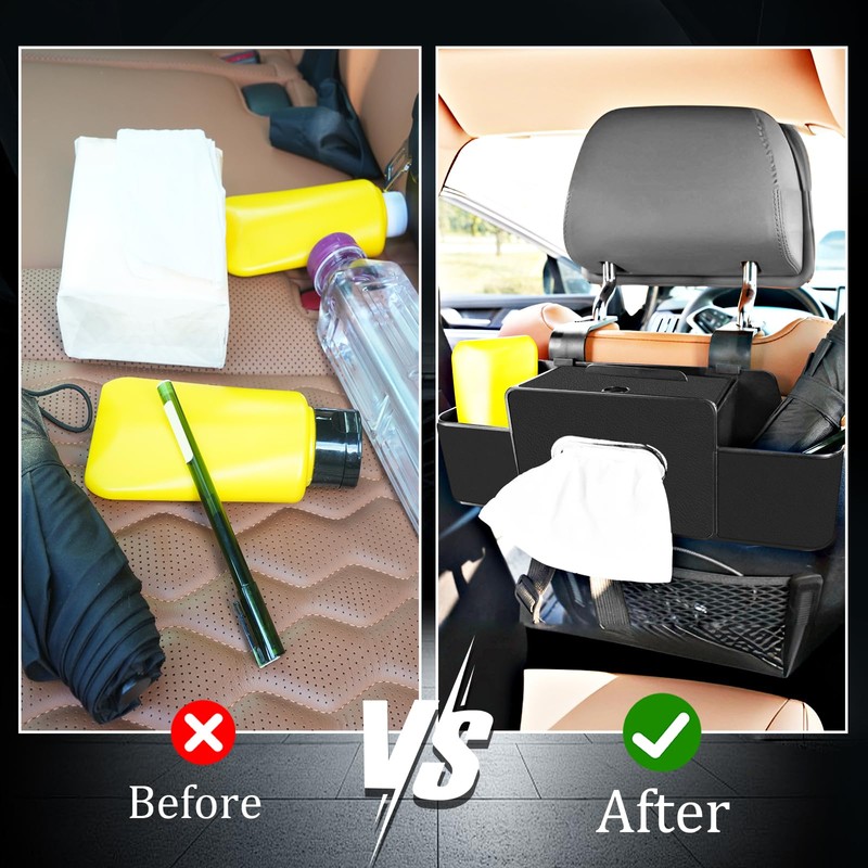 Car Back Seat Organizer with Multi-Pocket Design Leather Organizer with