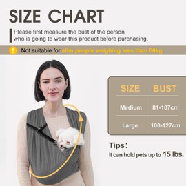 COOLWAVE Dog Sling Carrier Front Pack, Dog Sling Chest Carrier for Small Dogs, Hands Free Cotton Cat Sling Carrier with Adjustable Strap and Safety Buckle (Medium)