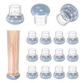 M METERXITY 24-Pack Chair Leg Floor Protectors, 0.78"-1" Elastic Rubber and Plastic Round PTFE Furniture Pads for Chairs/Tables in Hardwood Floors/Tile Floors, Leg Covers [Transparent Blue]
