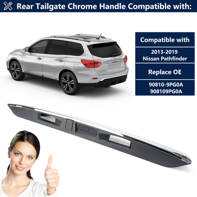 90810-9PG0A Rear Tailgate Chrome Handle Garnish Finisher Molding Compatible with
