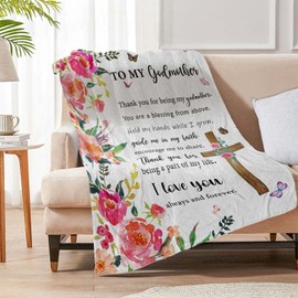 Godmother Gifts from Godchild, Godmother Christmas Birthday Gift, God Mother Xmas Gifts for Women, Christian Gifts for Godmother from Goddaughter or Godson, Baptism Gifts Throw Blanket 60 x 50 Inch