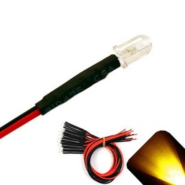 5mm 12v Pre-Wired Flickering/Candle Yellow/Gold LED - Ultra Bright (Pack of 20)