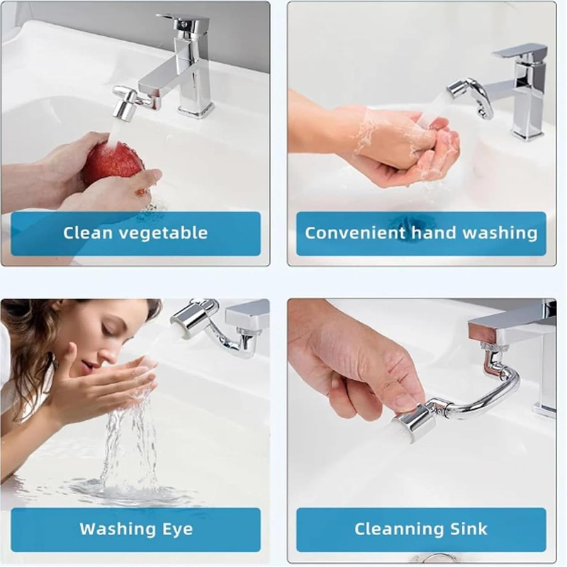 Faucet Extender, 1440° Rotatable Faucet Aerator Extension, U Shaped Faucet