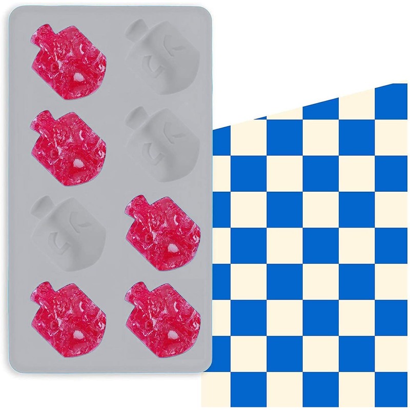 Hanukkah Silicone Ice Cube Mold Tray, Dreidel and Menorah Molds,