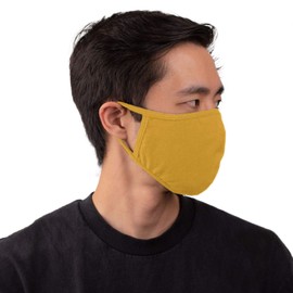 Auliné Collection Made in USA Cotton Fabric Washable Reusable Fashion Face Mask, Mustard 2PK