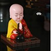 EatingBiting Little Monk Figurine Solar Buddha Monk Shaking Head Statue