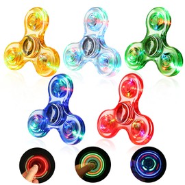 SCIONE 5 Pack Fidget Spinners - Led Light Up Fidget Spinner,Valentines Goodie Bag Stuffers Glow in The Dark Sensory Toys, Stress Reduction and Anxiety Relief Hand Spinner for Kids
